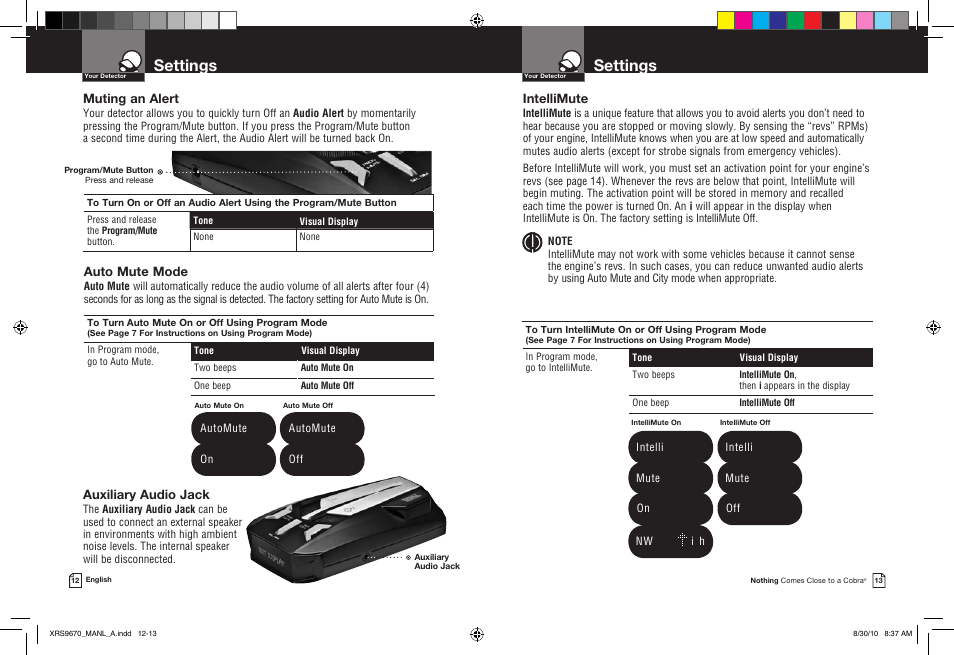 Settings | Cobra Electronics BAND XRS 9670 User Manual | Page 9 / 21