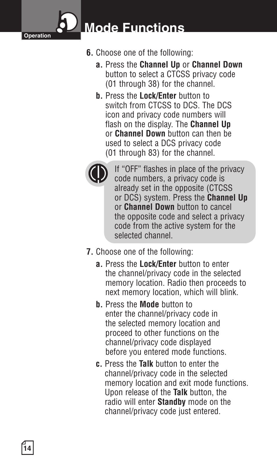 Mode functions | Cobra Electronics LI 6500WXC User Manual | Page 18 / 34