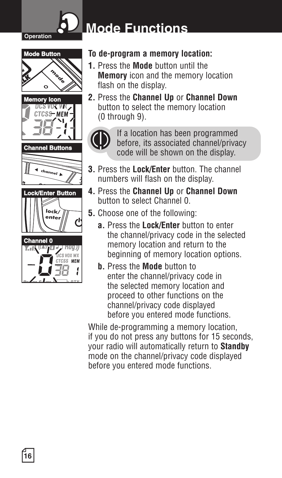 Mode functions | Cobra Electronics LI 6500WXC User Manual | Page 20 / 34