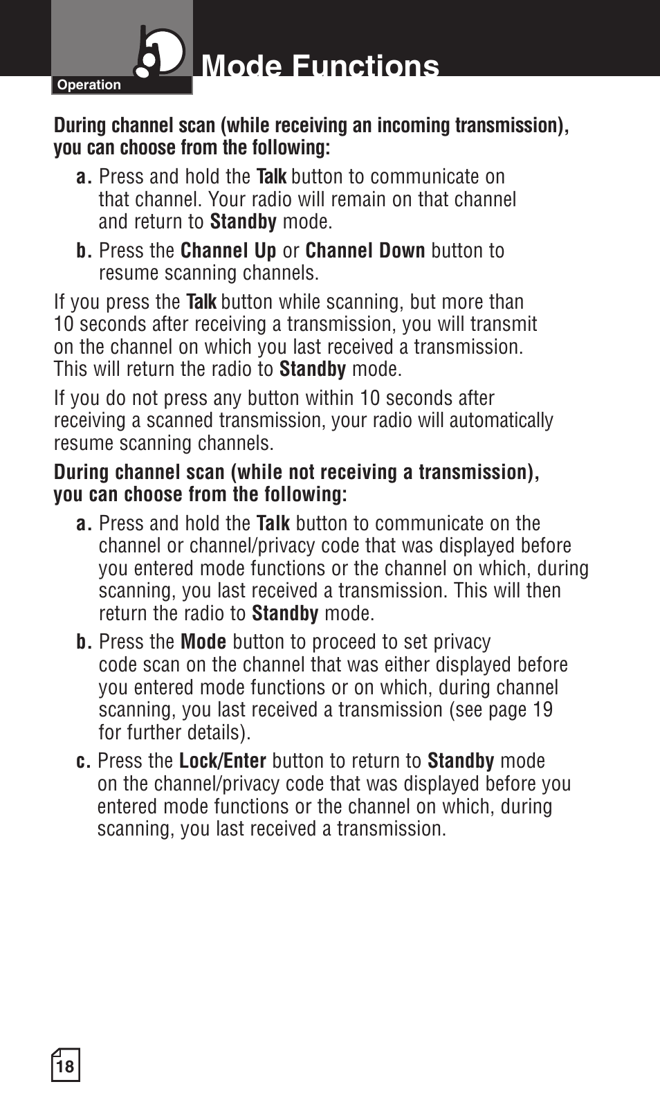 Mode functions | Cobra Electronics LI 6500WXC User Manual | Page 22 / 34