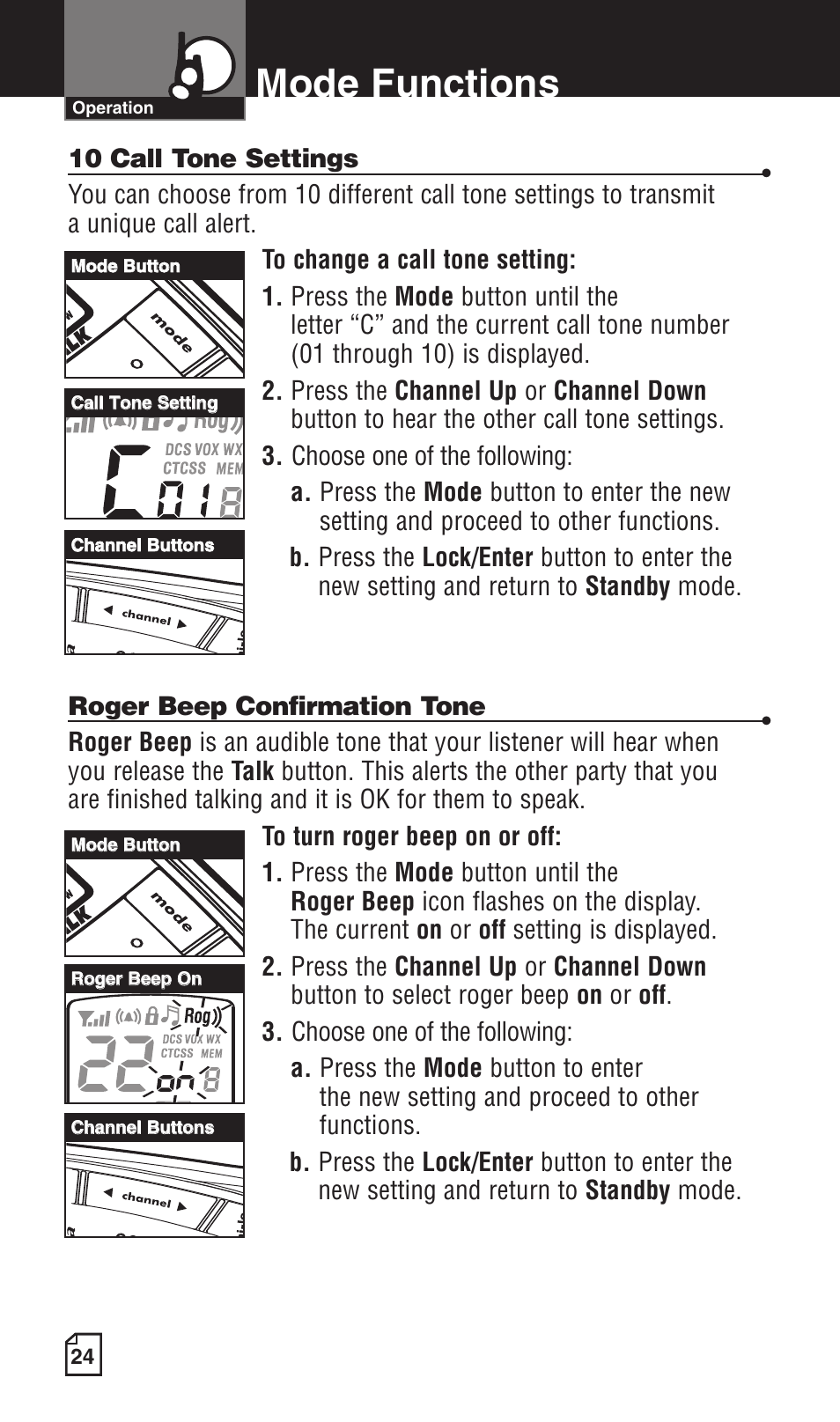Mode functions | Cobra Electronics LI 6500WXC User Manual | Page 28 / 34