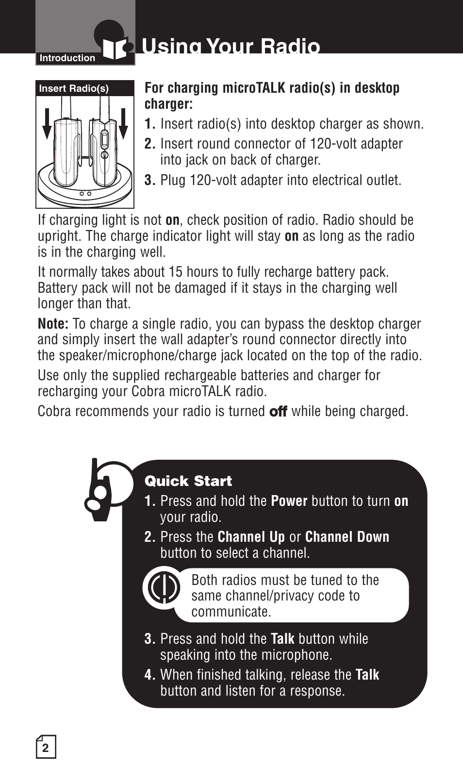 Using your radio | Cobra Electronics LI 6500WXC User Manual | Page 6 / 34