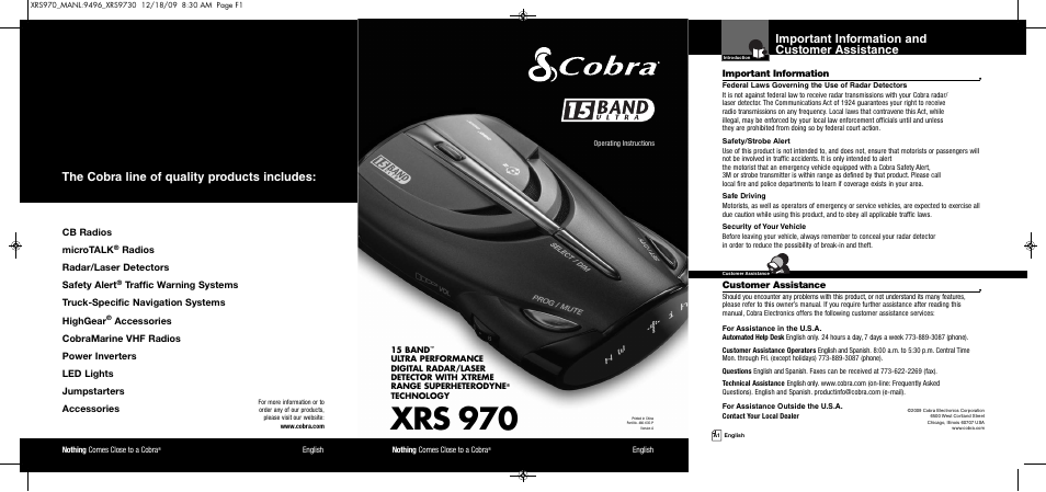 Cobra Electronics XRS 970 User Manual | 21 pages