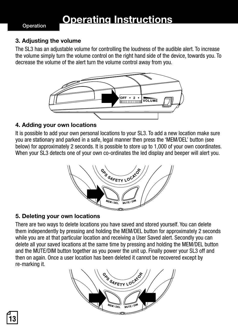 Operating instructions | Cobra Electronics AURA SL3 User Manual | Page 14 / 20
