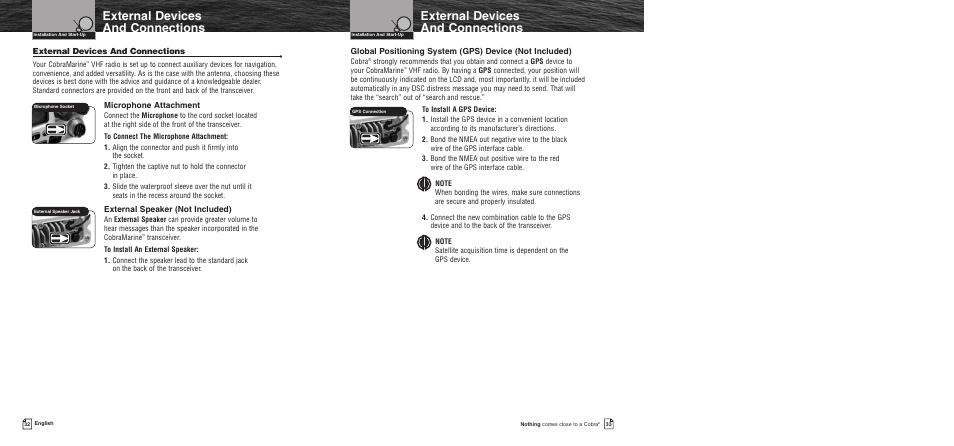 External devices and connect, Getting started, External devices and connections | Cobra Electronics MR F55 User Manual | Page 19 / 38