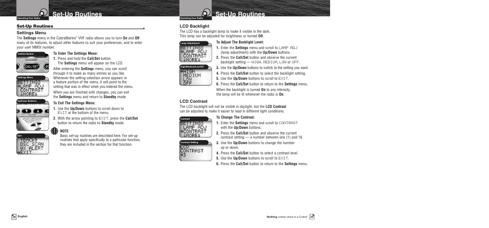 Set-up routines | Cobra Electronics MR F55 User Manual | Page 22 / 38