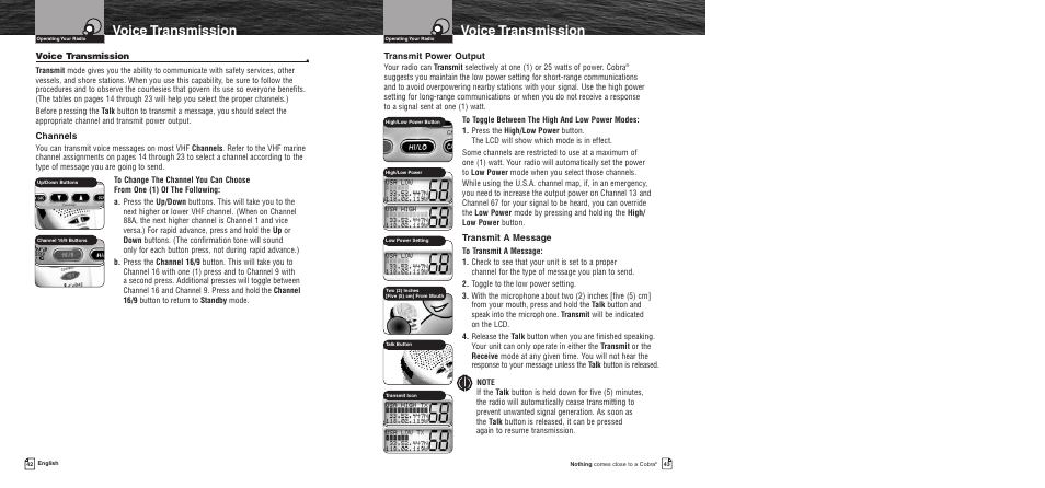 Voice transmission | Cobra Electronics MR F55 User Manual | Page 24 / 38