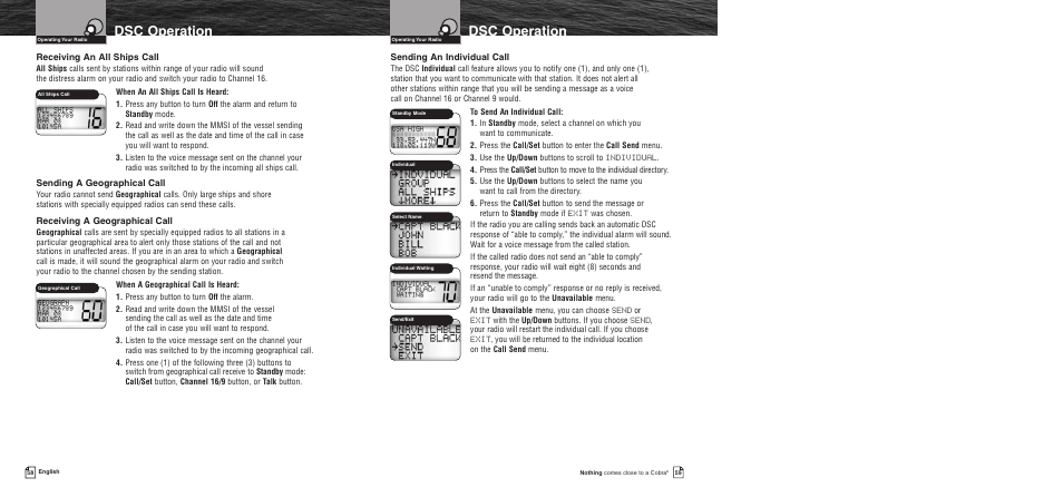 Dsc operation | Cobra Electronics MR F55 User Manual | Page 32 / 38