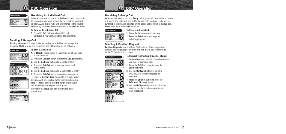 Dsc operation | Cobra Electronics MR F55 User Manual | Page 33 / 38