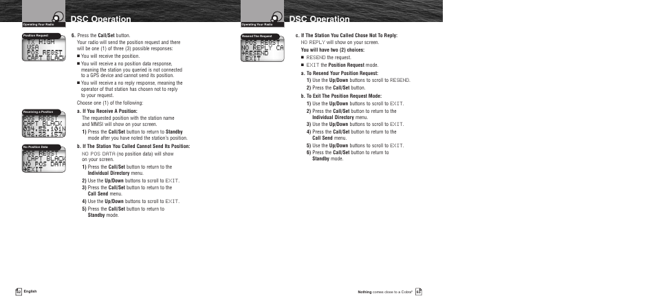 Dsc operation | Cobra Electronics MR F55 User Manual | Page 34 / 38