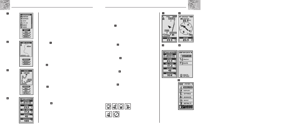 Navigating with the gps 100 s, The five main pages | Cobra Electronics GPS100 S User Manual | Page 7 / 27