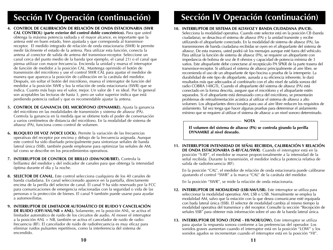 Sección iv operación (continuación) | Cobra Electronics HH36ST User Manual | Page 19 / 24