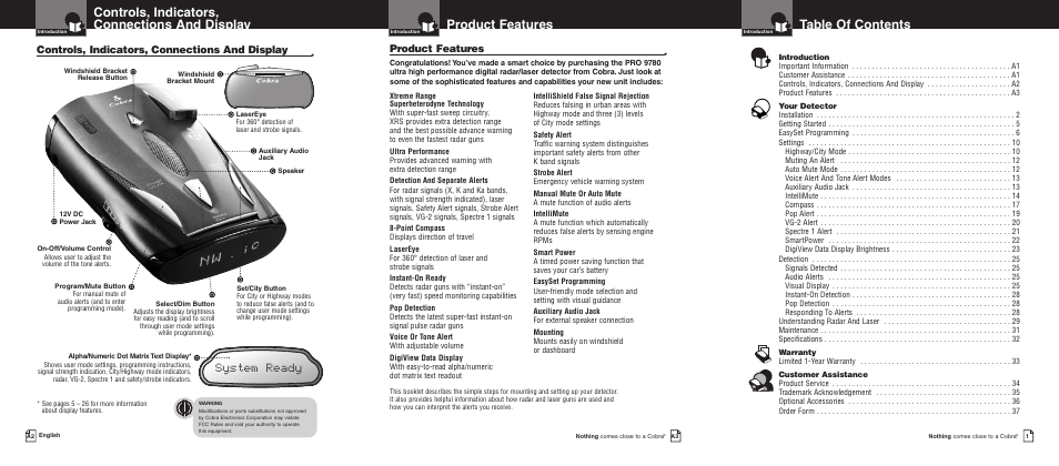 Cobra Electronics PRO 9780 User Manual | Page 3 / 22