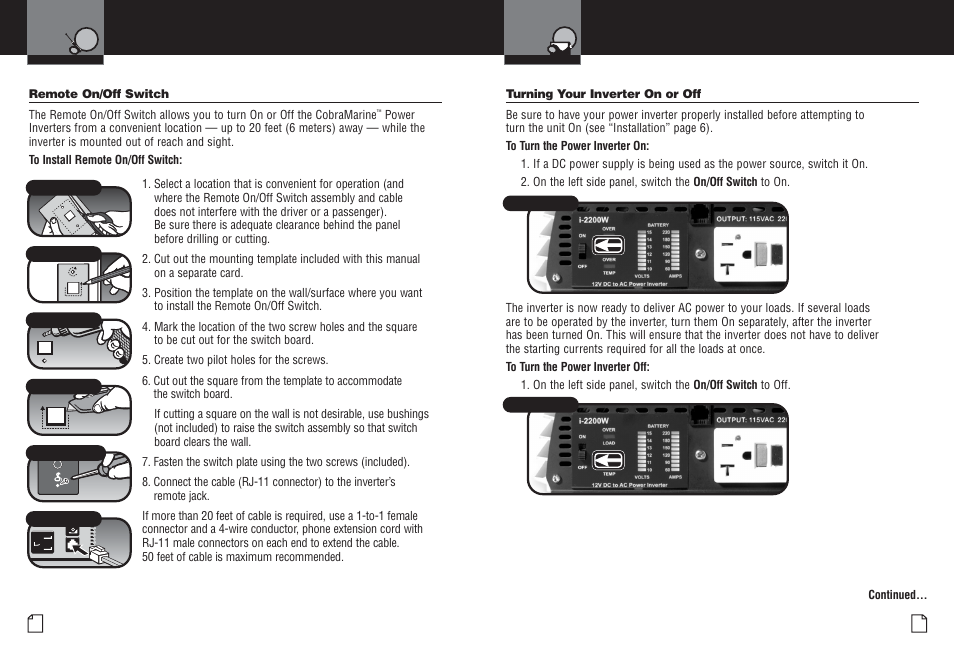 Remote on/off switch, Power on or off | Cobra Electronics CPI M2200 User Manual | Page 10 / 16