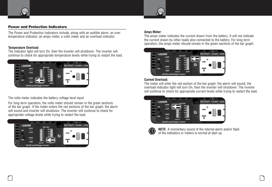 Power and protection indicators | Cobra Electronics CPI M2200 User Manual | Page 12 / 16