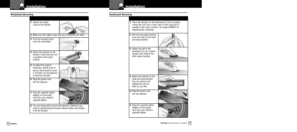 Installation | Cobra Electronics 12 BAND XRS 9840 User Manual | Page 5 / 21