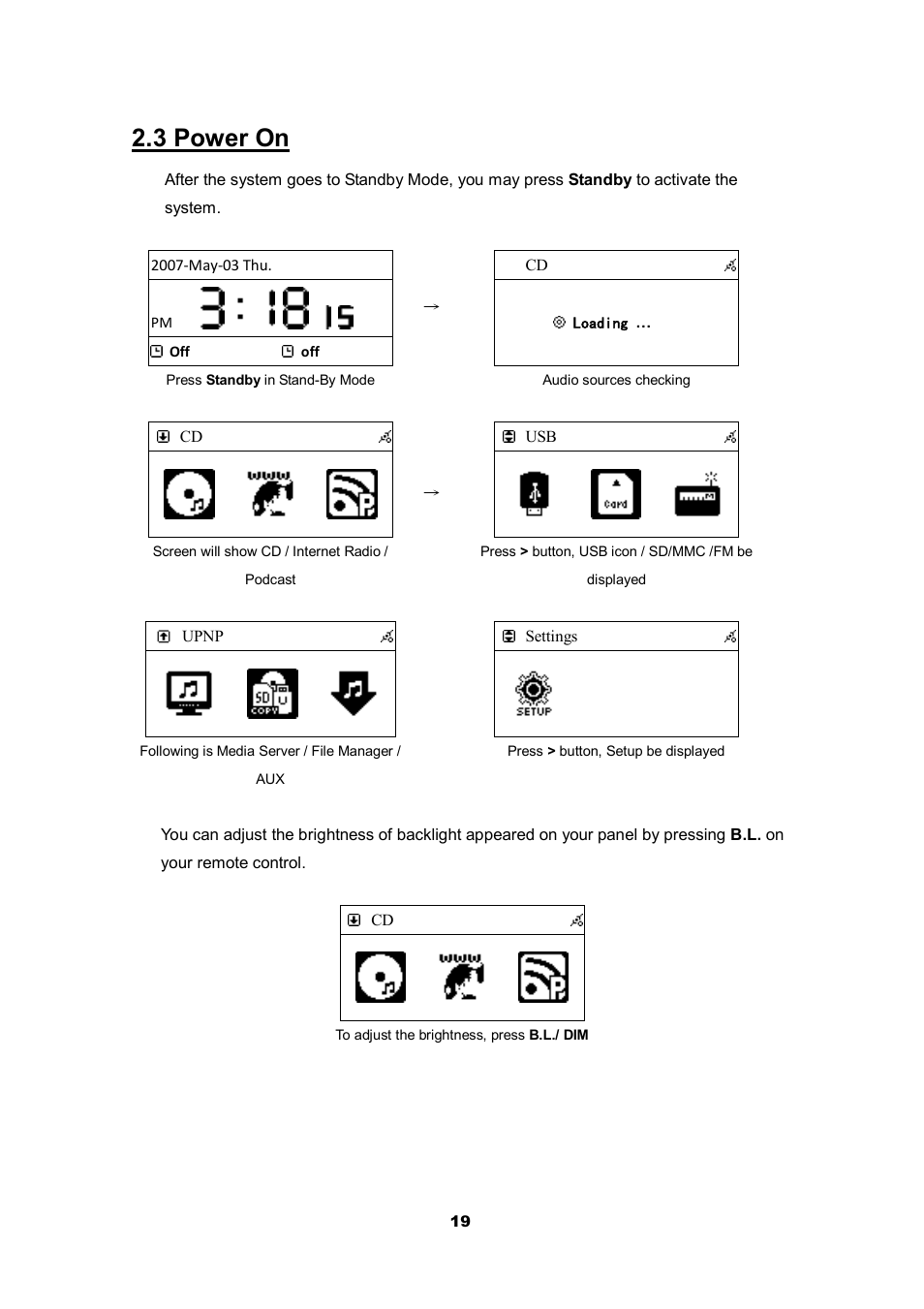 3 power on | Cobra Electronics CIR 2000 A User Manual | Page 19 / 76