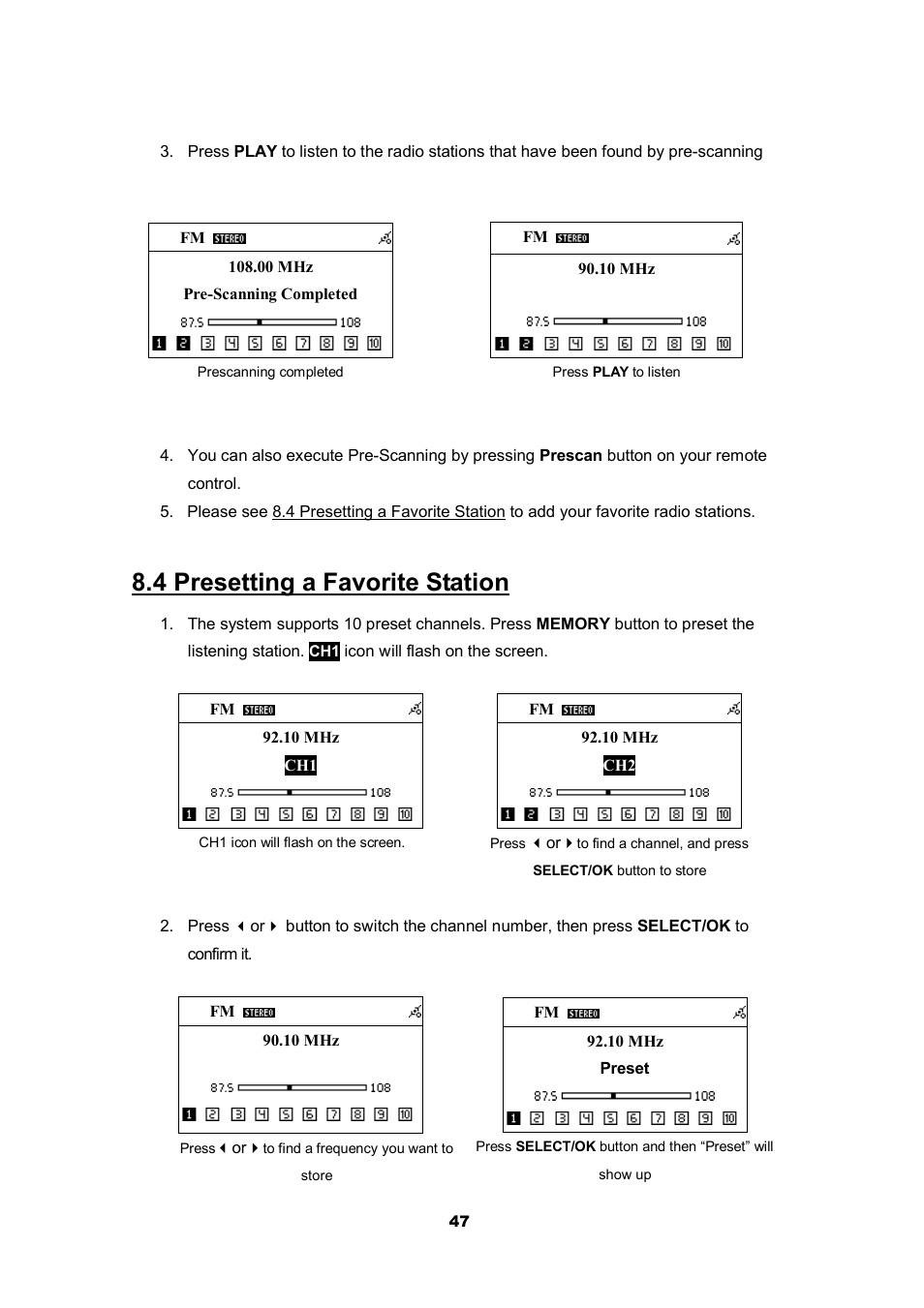 4 presetting a favorite station | Cobra Electronics CIR 2000 A User Manual | Page 47 / 76