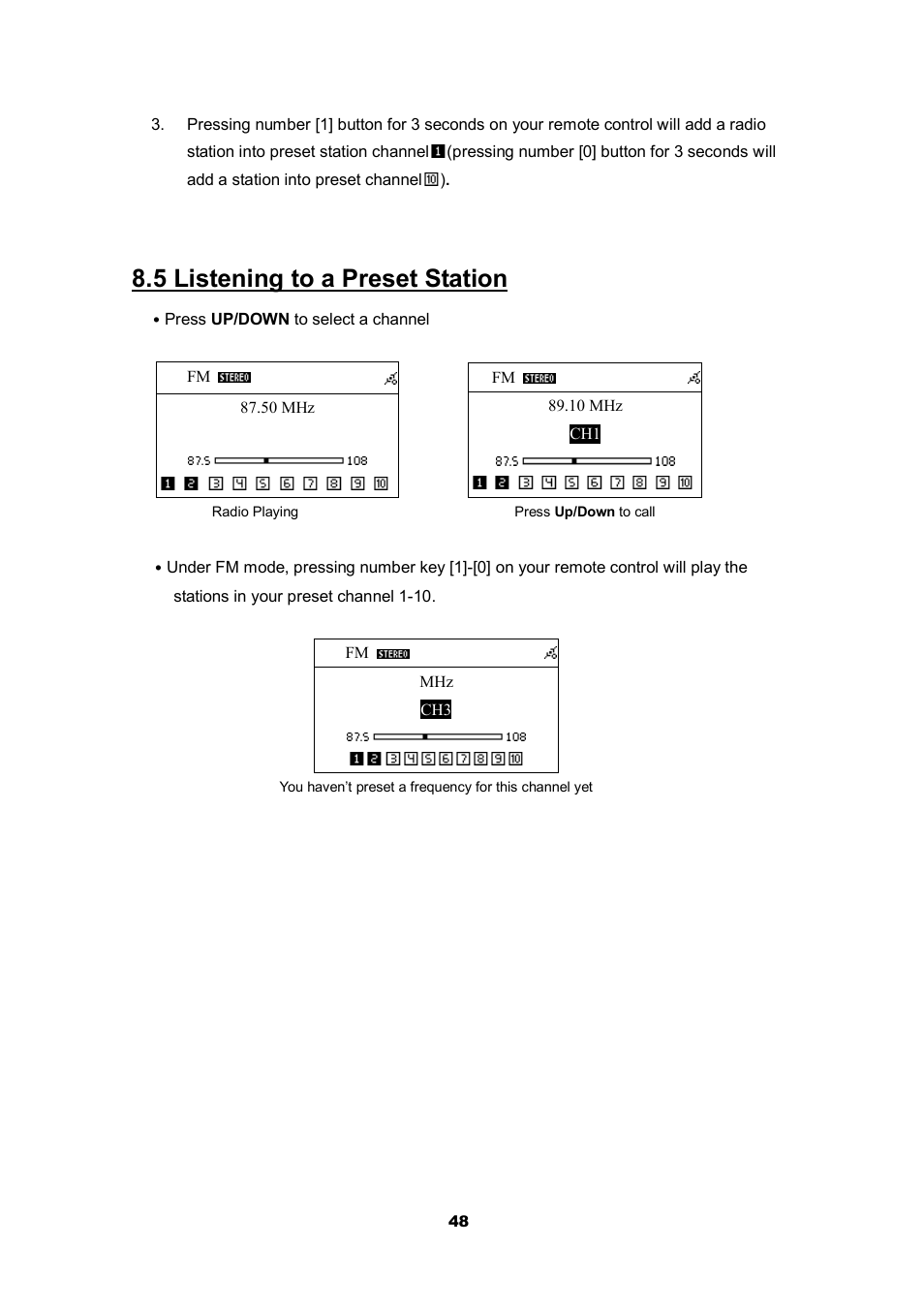 5 listening to a preset station | Cobra Electronics CIR 2000 A User Manual | Page 48 / 76