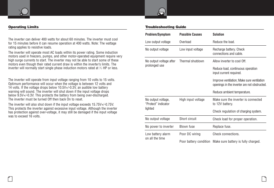Operating limits troubleshooting guide | Cobra Electronics CPI M400 User Manual | Page 11 / 14