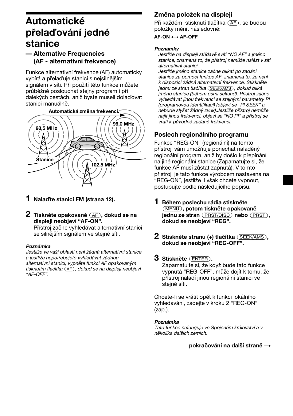 Automatické přela ování jedné stanice | Sony XR-4200R User Manual | Page 45 / 152