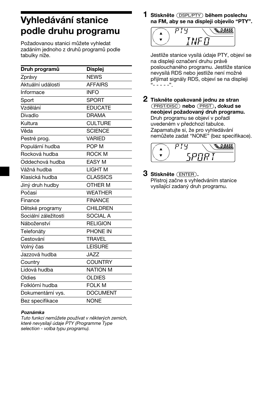 Vyhledávání stanice podle druhu programu | Sony XR-4200R User Manual | Page 48 / 152