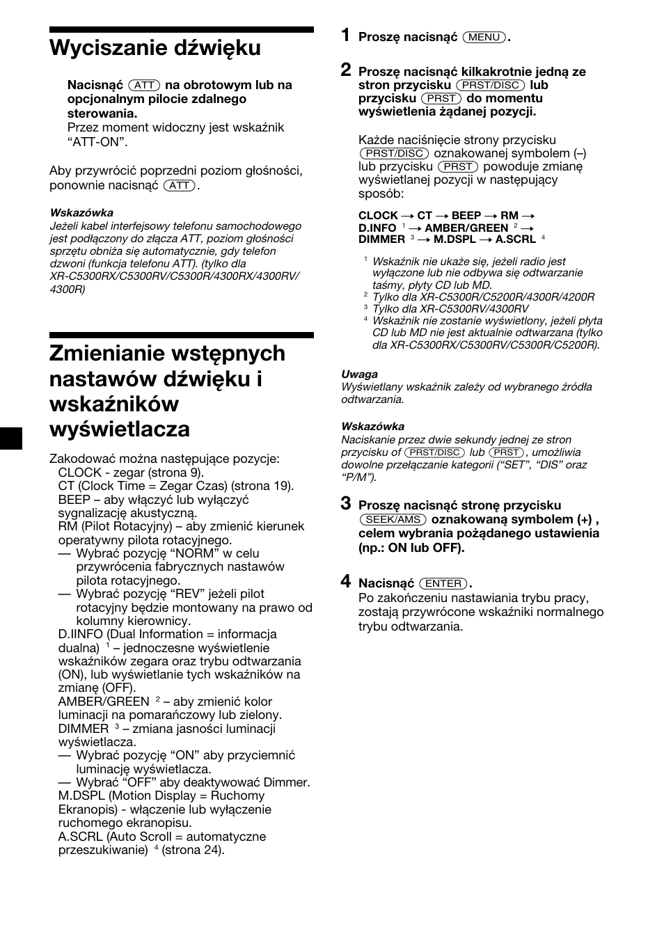 22 wyciszanie dźwięku | Sony XR-4200R User Manual | Page 82 / 152