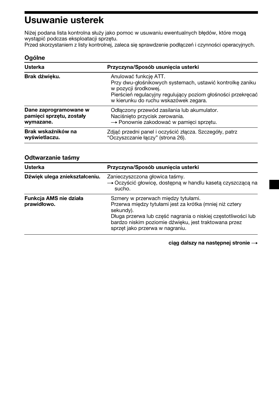 29 usuwanie usterek | Sony XR-4200R User Manual | Page 89 / 152