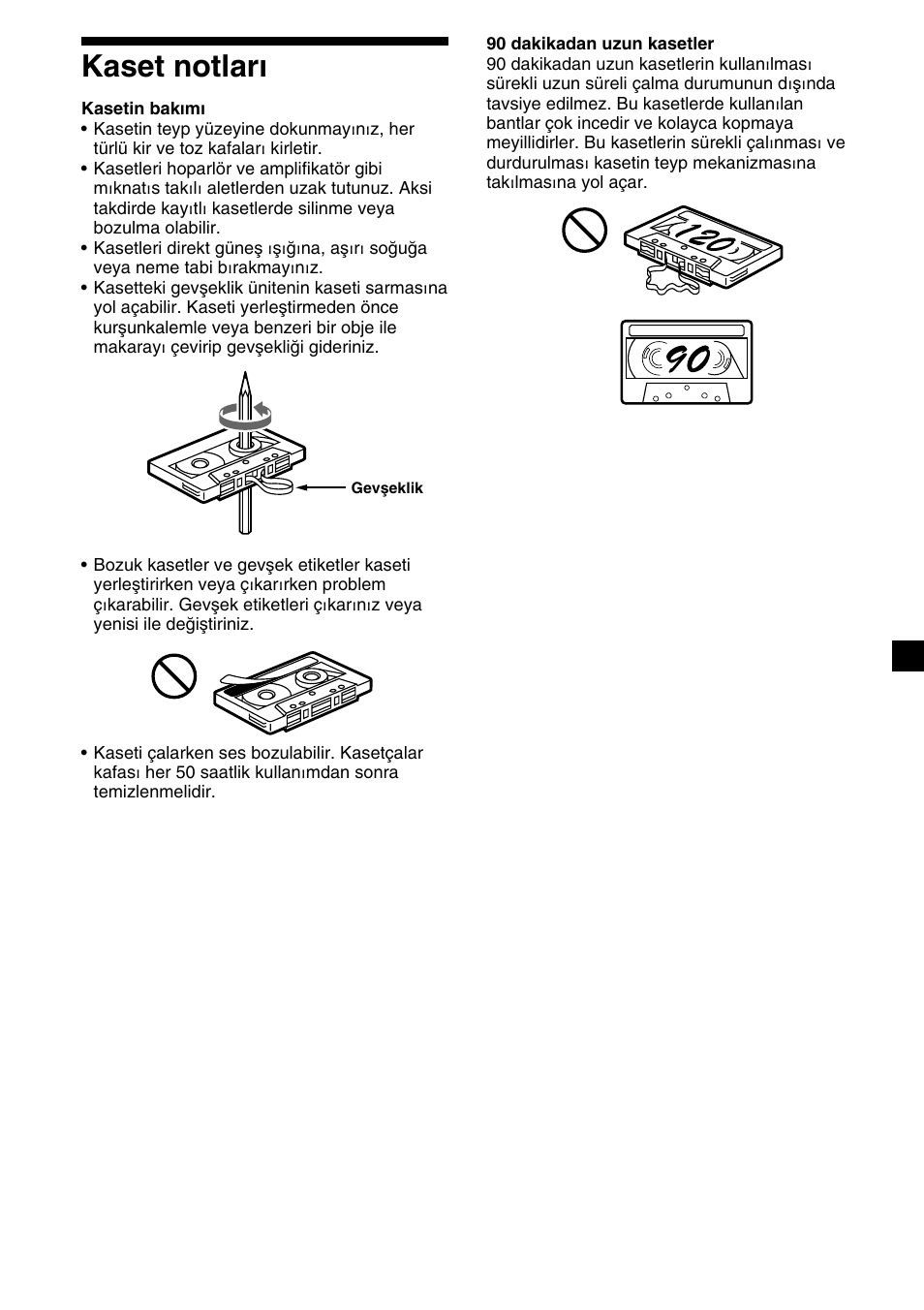 3kaset notları | Sony XR-4200R User Manual | Page 93 / 152