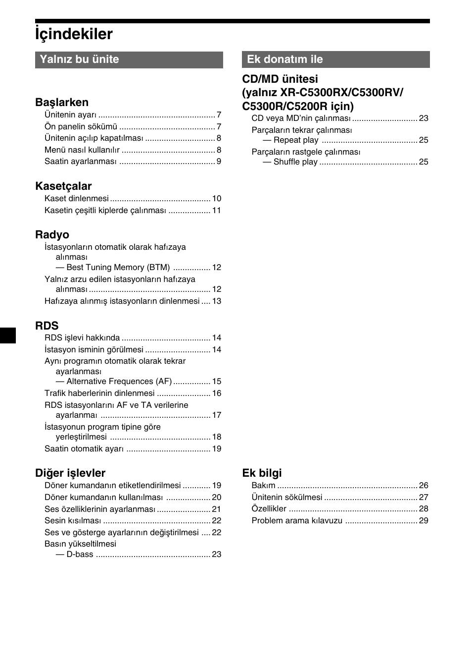 4içindekiler | Sony XR-4200R User Manual | Page 94 / 152