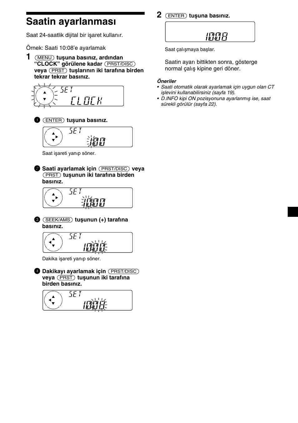 9saatin ayarlanması | Sony XR-4200R User Manual | Page 99 / 152