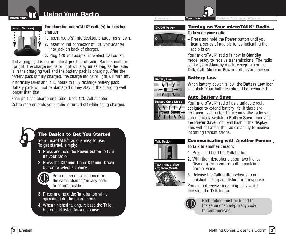 Using your radio | Cobra Electronics LI 6000WXC User Manual | Page 5 / 19