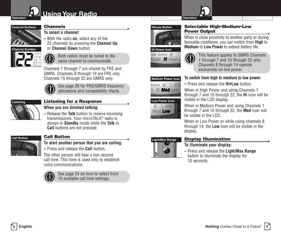 Using your radio | Cobra Electronics LI 6000WXC User Manual | Page 6 / 19
