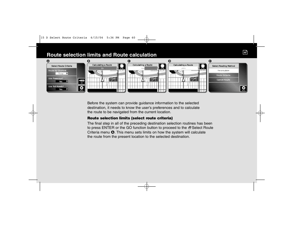 Route selection limits and route calculation | Cobra Electronics 2000 User Manual | Page 41 / 105
