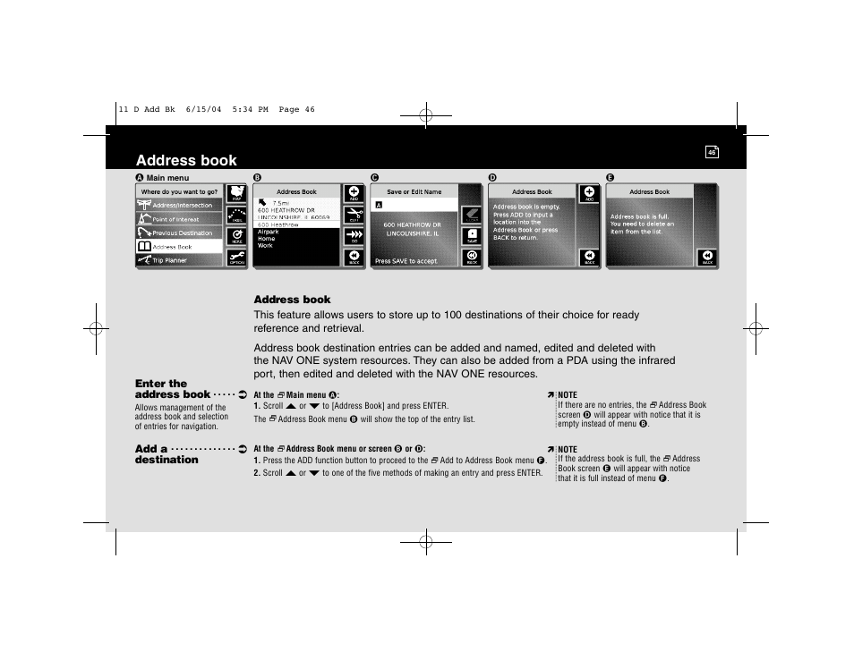 Address book | Cobra Electronics 2000 User Manual | Page 55 / 105