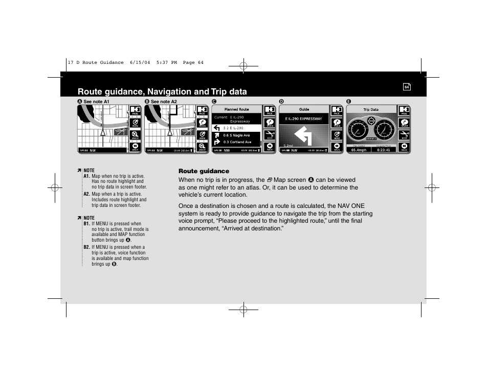 Route guidance, navigation and trip data | Cobra Electronics 2000 User Manual | Page 81 / 105