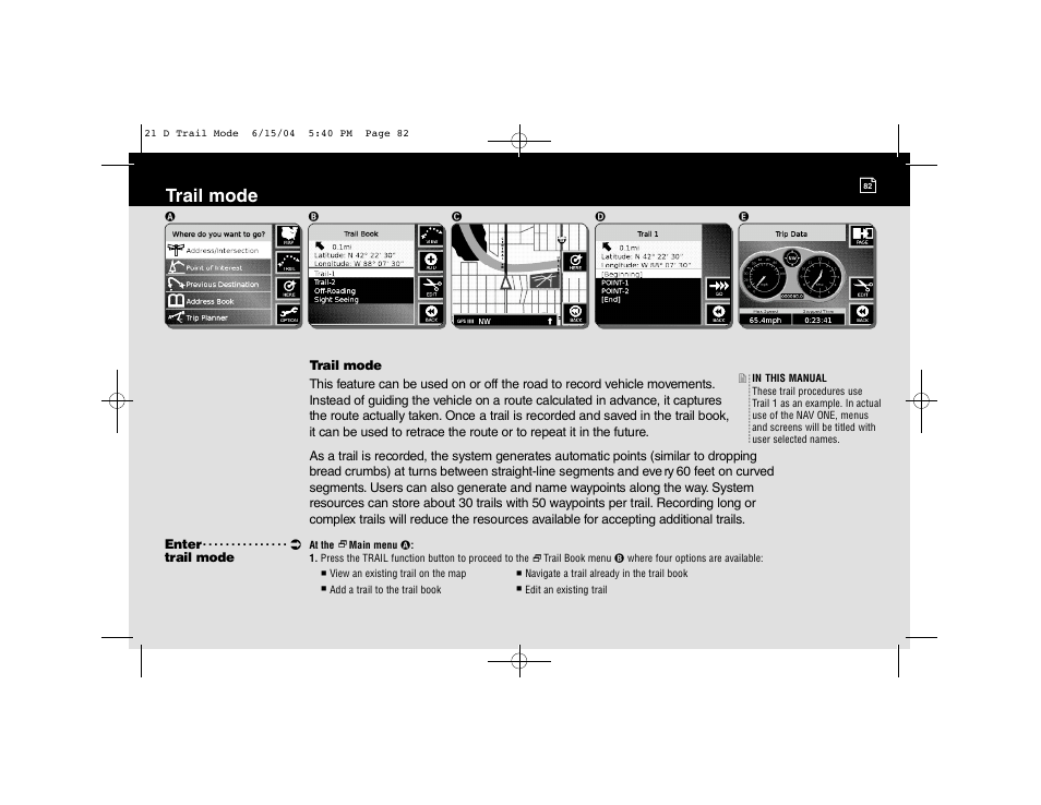 Trail mode | Cobra Electronics 2000 User Manual | Page 83 / 105