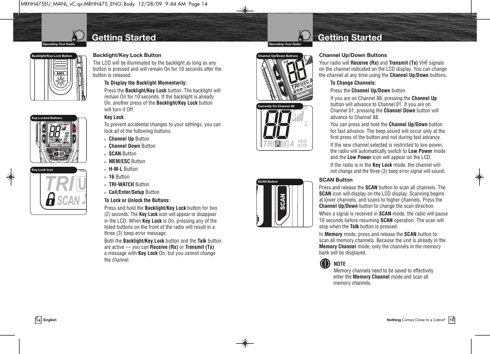 Getting started | Cobra Electronics MRHH475FLTBTEU User Manual | Page 10 / 33