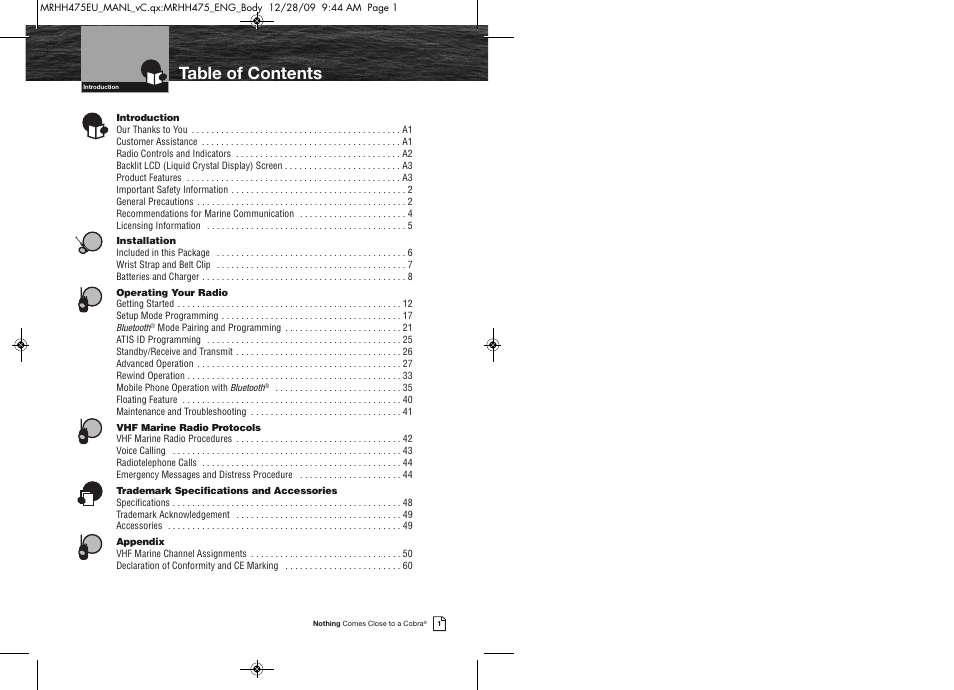 Cobra Electronics MRHH475FLTBTEU User Manual | Page 3 / 33