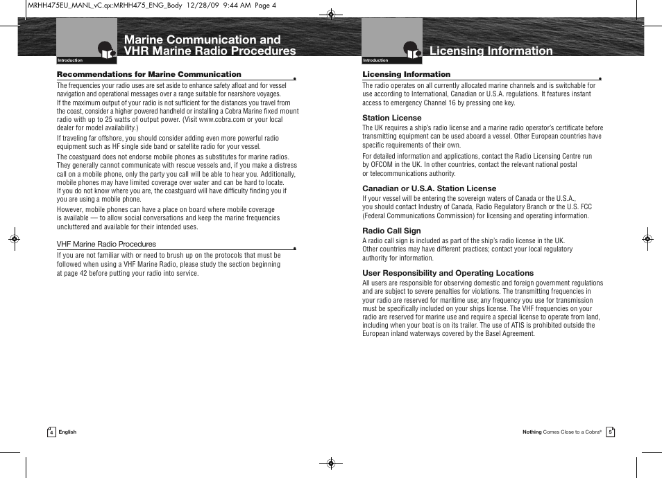 Licensing information | Cobra Electronics MRHH475FLTBTEU User Manual | Page 5 / 33