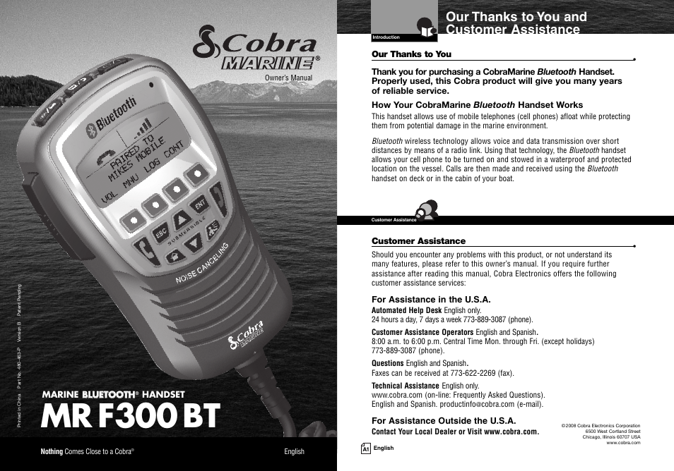 Cobra Electronics MR F300BT User Manual | 15 pages