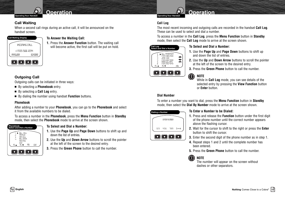 Operation, Call waiting, Outgoing call | Cobra Electronics MR F300BT User Manual | Page 9 / 15