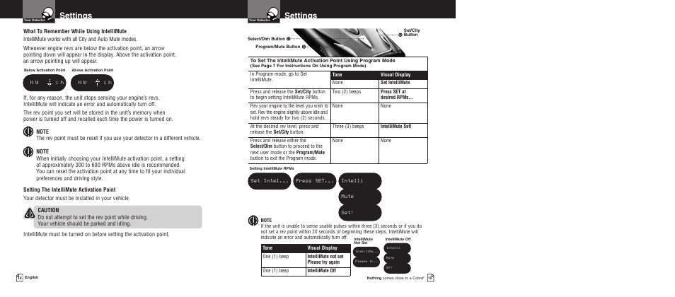 Settings | Cobra Electronics Pro 9680 User Manual | Page 10 / 22