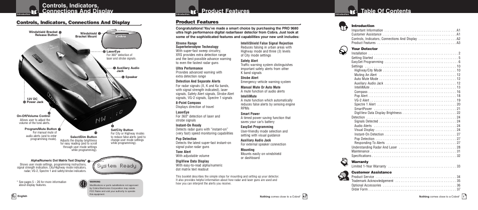 Cobra Electronics Pro 9680 User Manual | Page 3 / 22