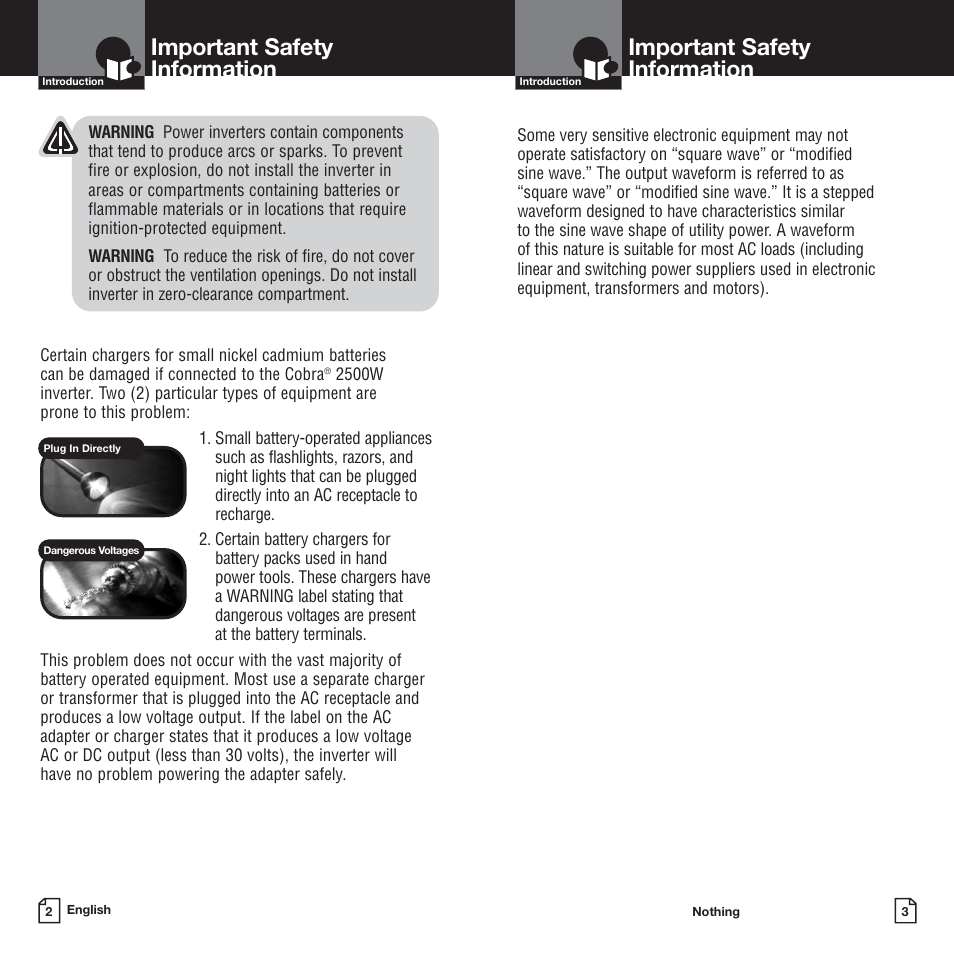 Important safety information | Cobra Electronics CPI-2500 User Manual | Page 4 / 14