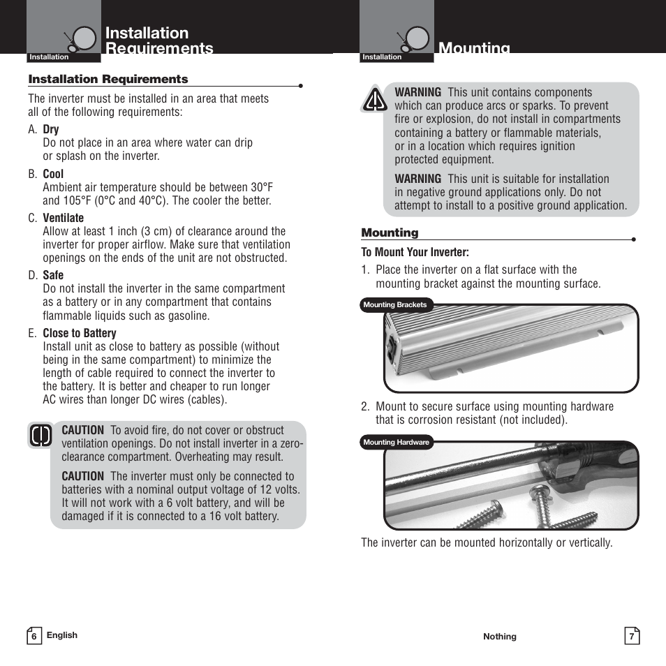 Mounting, Installation requirements | Cobra Electronics CPI-2500 User Manual | Page 6 / 14