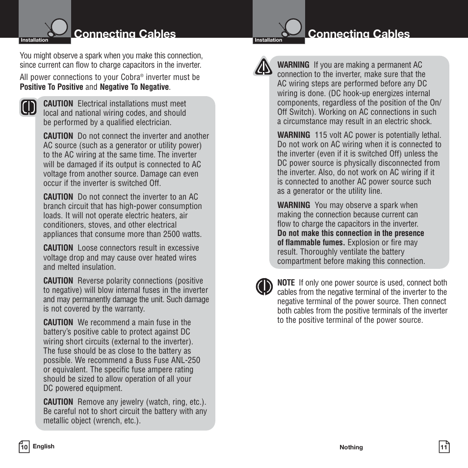Connecting cables | Cobra Electronics CPI-2500 User Manual | Page 8 / 14