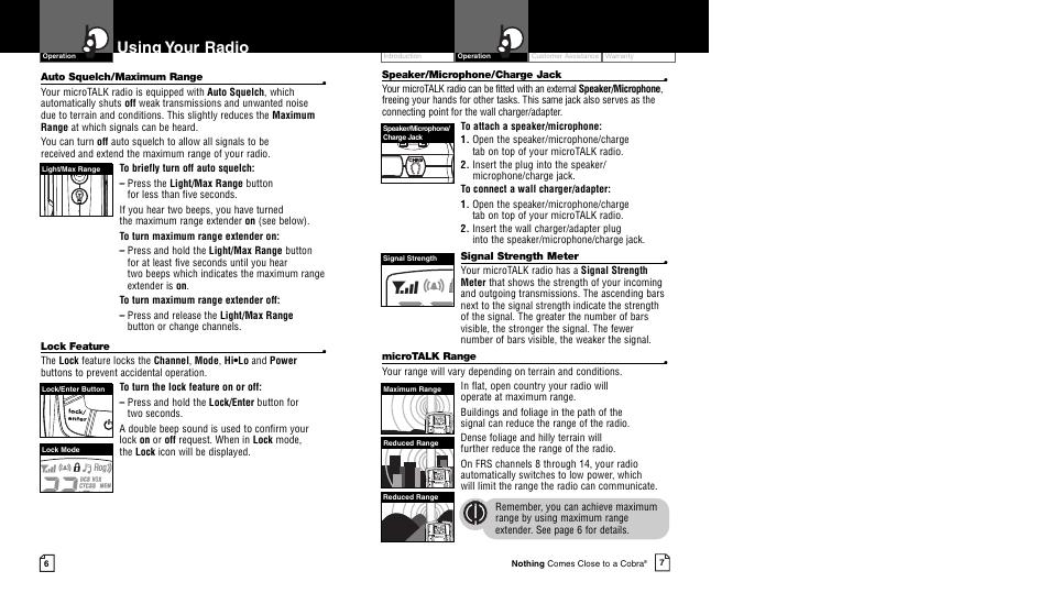 Using your radio | Cobra Electronics CXR700 User Manual | Page 6 / 17