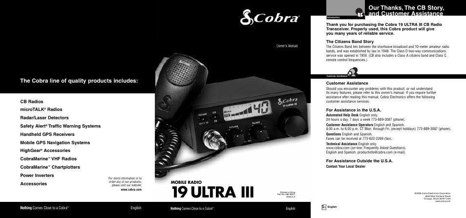 Cobra Electronics 19 Ultra III User Manual | 11 pages