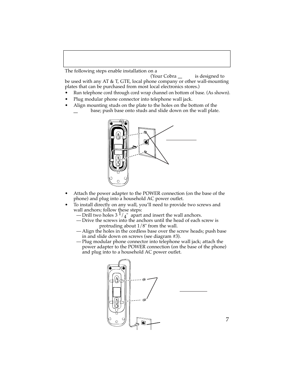Wall mounting instructions | Cobra Electronics CP-2507 User Manual | Page 8 / 20